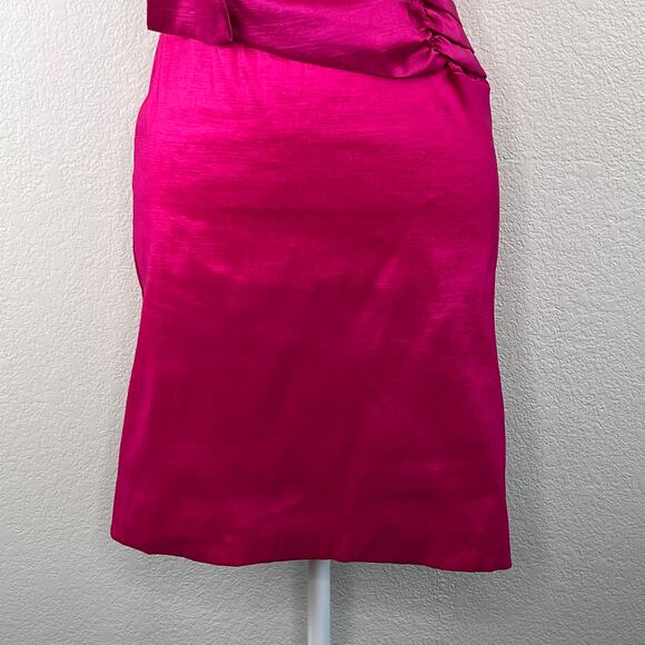 VTG Rory USA Fuchsia Pink Satin Strapless Bow Bodycon Party Mini Dress Junior XS - Picture 7 of 15